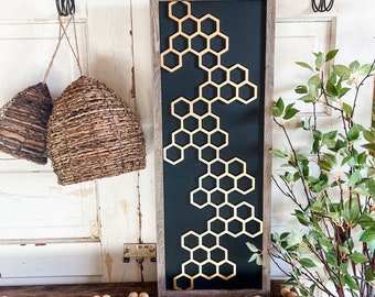 Geometric Honeycomb Wall Art, Honeycomb Pattern, Unique Wood Sign, Spring Decor, Honeycomb Bee Pattern, Honeycomb Sign, Lasercut Honeycomb