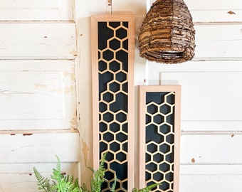 Geometric Honeycomb Wall Art, Honeycomb Pattern, Unique Wood Sign, Spring Decor, Honeycomb Bee Pattern, Honeycomb Sign, Lasercut Honeycomb