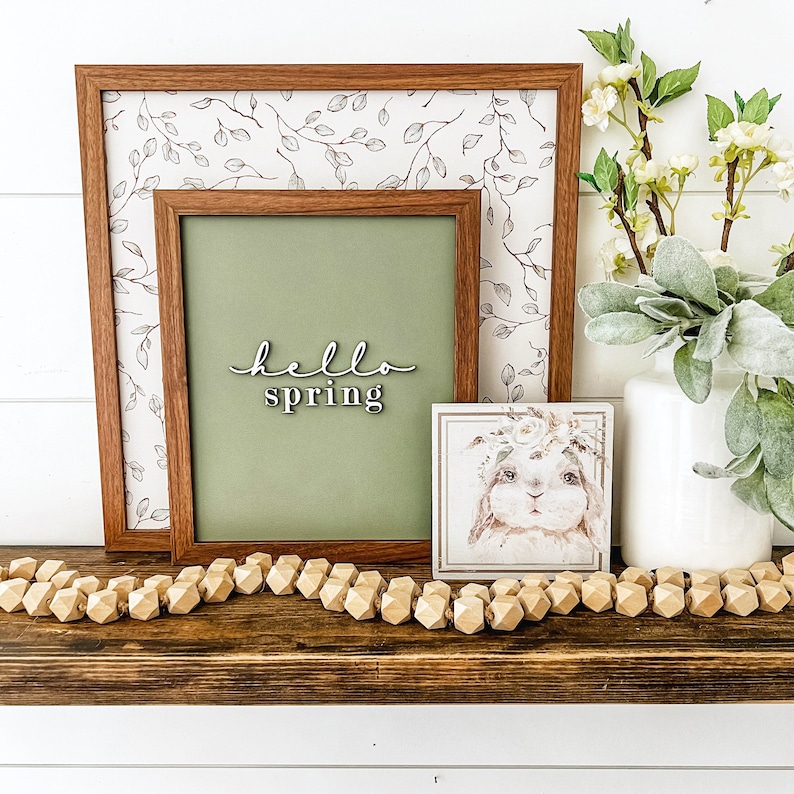 Hello Spring Sign Trio, Spring Wood Sign, Spring Decor, Spring Home Decor, Spring Floral Sign, Spring Signs for Shelf, Hello Spring Decor image 1