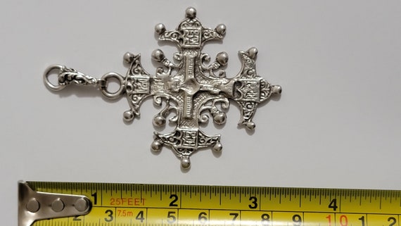 old religious silver cross pendant - image 5