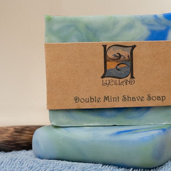 Double Mint Shaving Bar Soap - Alle natuurlijke, zelfgemaakte, Shea Butter, veganistische zeep, etherische olie, gemaakt in Canada, cadeau voor hem, cadeau voor haar