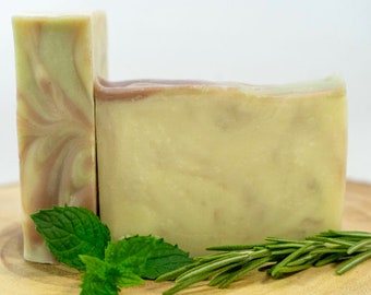 Szampon i mydło w kostce Rosemary Mint, całkowicie naturalne, ręcznie robione, zero waste, przyjazne dla środowiska, bez palmy, wegańskie, wyprodukowane w Kanadzie