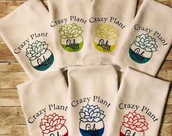 Crazy Plant Lady Waffle Weave Tea Towel