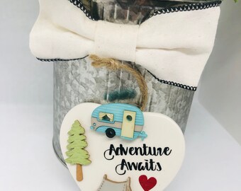 Adventure Awaits Ornament - Camping Ornament -Adventure - Christmas Ornament - Camper Ornament - Adventure Awaits Folding Sign