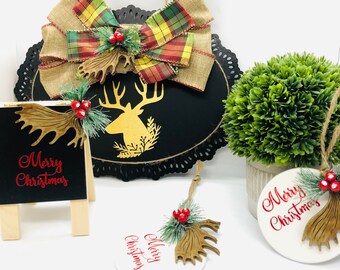 Christmas Deer Decor - Antler Decor - Antler Ornament - Antler Sign - Deer Sign - Christmas Decor