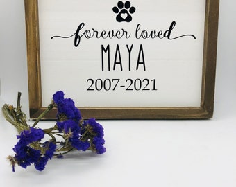 Personalized Pet Memorial Sign, Forever Loved, Custom Pet Loss Gift