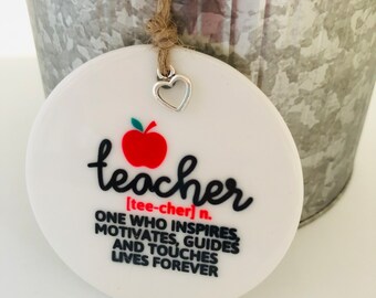 Red Apple Teacher Ceramic Ornament - Appreciation Gift