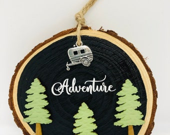 Camper Camping Forest Starry Night Sky Hand Painted Christmas Ornament ...