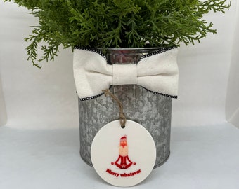 Merry Whatever Sarcastic and Funny all Inclusive Holiday Ornament, Yoga Christmas Ornament, Spunky Ornament