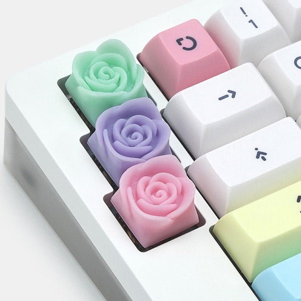 Rose Pastel Flower Artisan Keycap Cherry MX Mechanical Gaming Keyboards