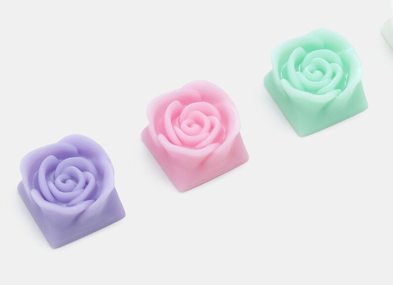 Rose Pastel Flower Artisan Keycap Cherry MX Mechanical Gaming Keyboards image 2