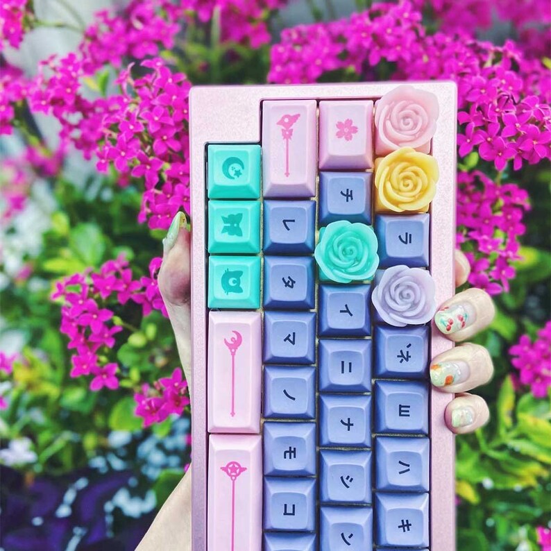 Rose Pastel Flower Artisan Keycap Cherry MX Mechanical Gaming Keyboards Peach
