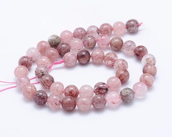 Erdbeerquarz Natur Beads 8 mm