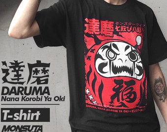 Daruma Tshirt Japanese Grunge Streetwear Yokai Dark Black Gothic Japan Harajuku