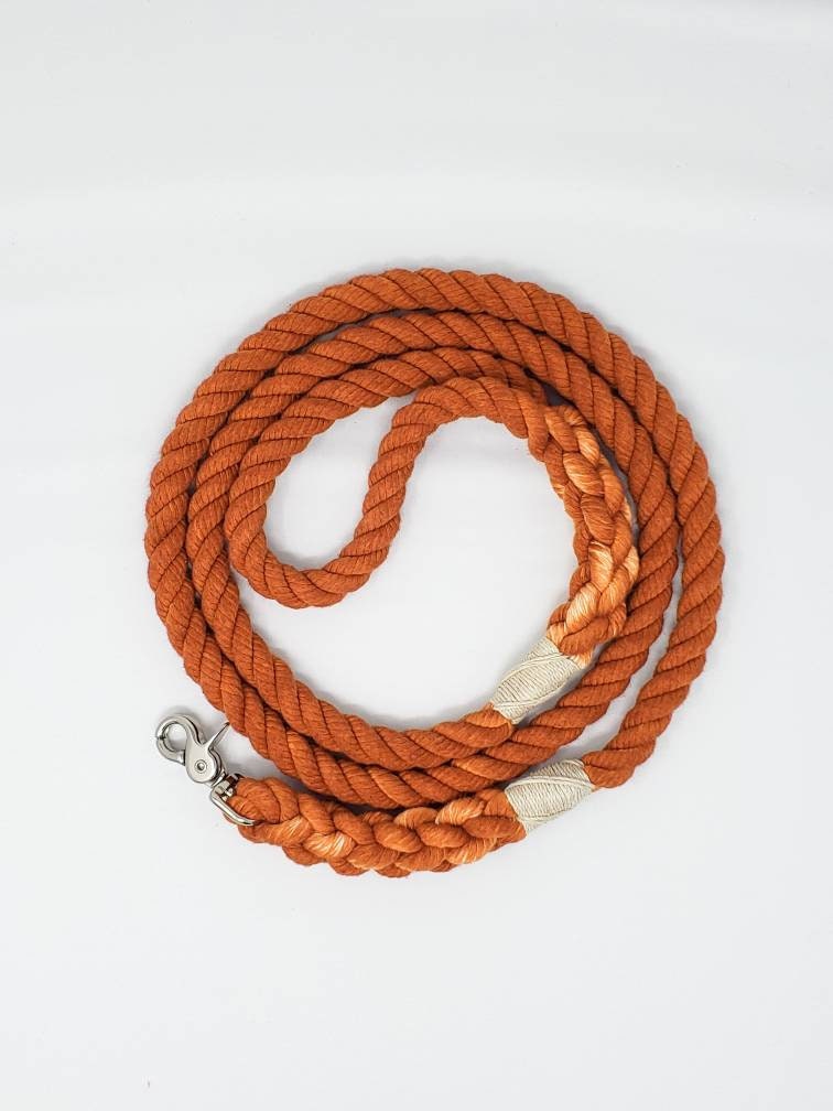 Laisse de Corde Finnich Burnt Orange Cotton Rope Dog Leash, Laisse Nautique, Fil Chien, Chien Corde