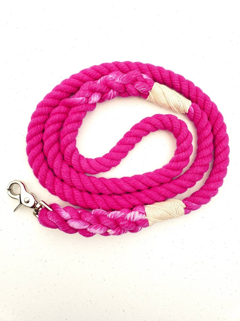 Rope Leash murano Fuchsia Cotton Rope Dog Leash Etsy