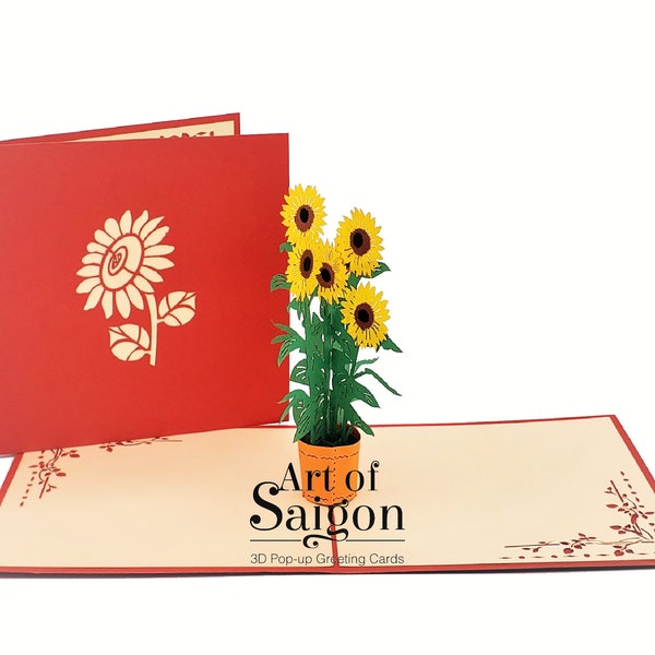 Sunflower Pop up Card - Birthday Card - Anniversary Card - Thank you card - Valentine Card