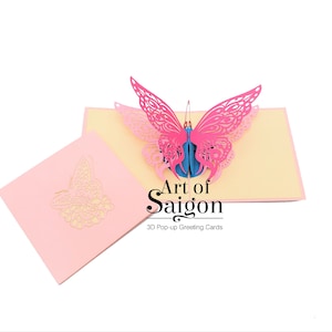Butterfly Pop Up Card - Birthday Card - Thank You Card