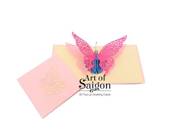 Butterfly Pop Up Card - Birthday Card - Thank You Card