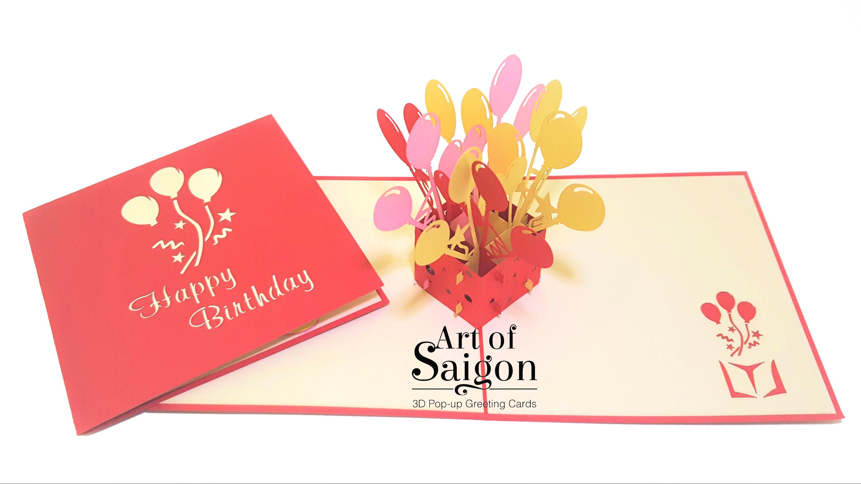 Balloons - 3D Pop up Birthday Card - Birthday Invitation - Etsy