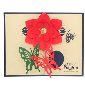 Flower Butterfly Pop up Card - Birthday Card - Valentine Card - 3d greeting card