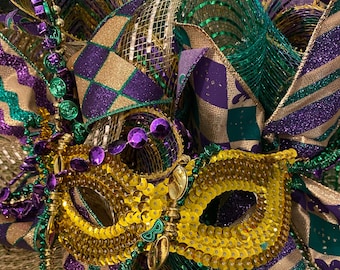 Centre de table de mardi gras, contour de bougies de mardi gras, décoration de fête de mardi gras, mardi gras, décoration de mardi gras, La Nouvelle-Orléans, mardi gras, NOLA