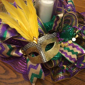 Mardi Gras Centerpiece,Mardi Gras Candle Surround,Mardi Gras Party Decor,Mardi Gras,Mardi Gras Decor,New Orleans,Fat Tuesday,NOLA