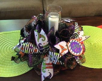 Halloween Candle Holder,Halloween Centerpiece ,Halloween Candle Surround,Halloween Party Decor,Beware,Halloween Wreath,Halloween Door Decor