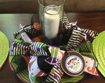 Halloween Candle Holder,Halloween Centerpiece ,Halloween Candle Surround,Halloween Party Decor,Beware,Halloween Wreath,Halloween Door Decor