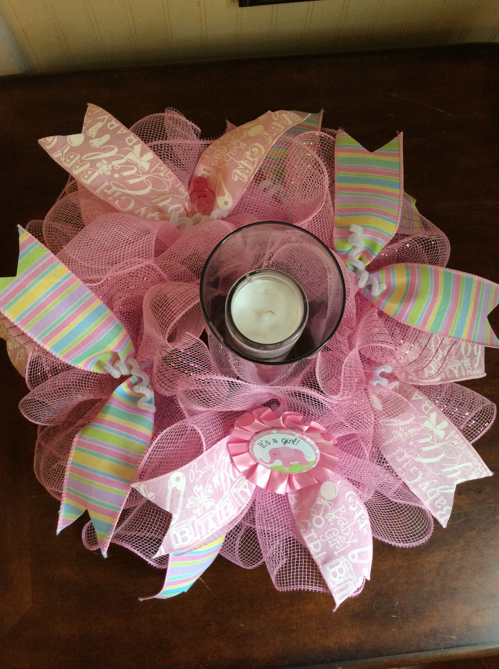 Baby Girl Candle Holder/baby Girl Centerpiece/baby Girl Candle Etsy