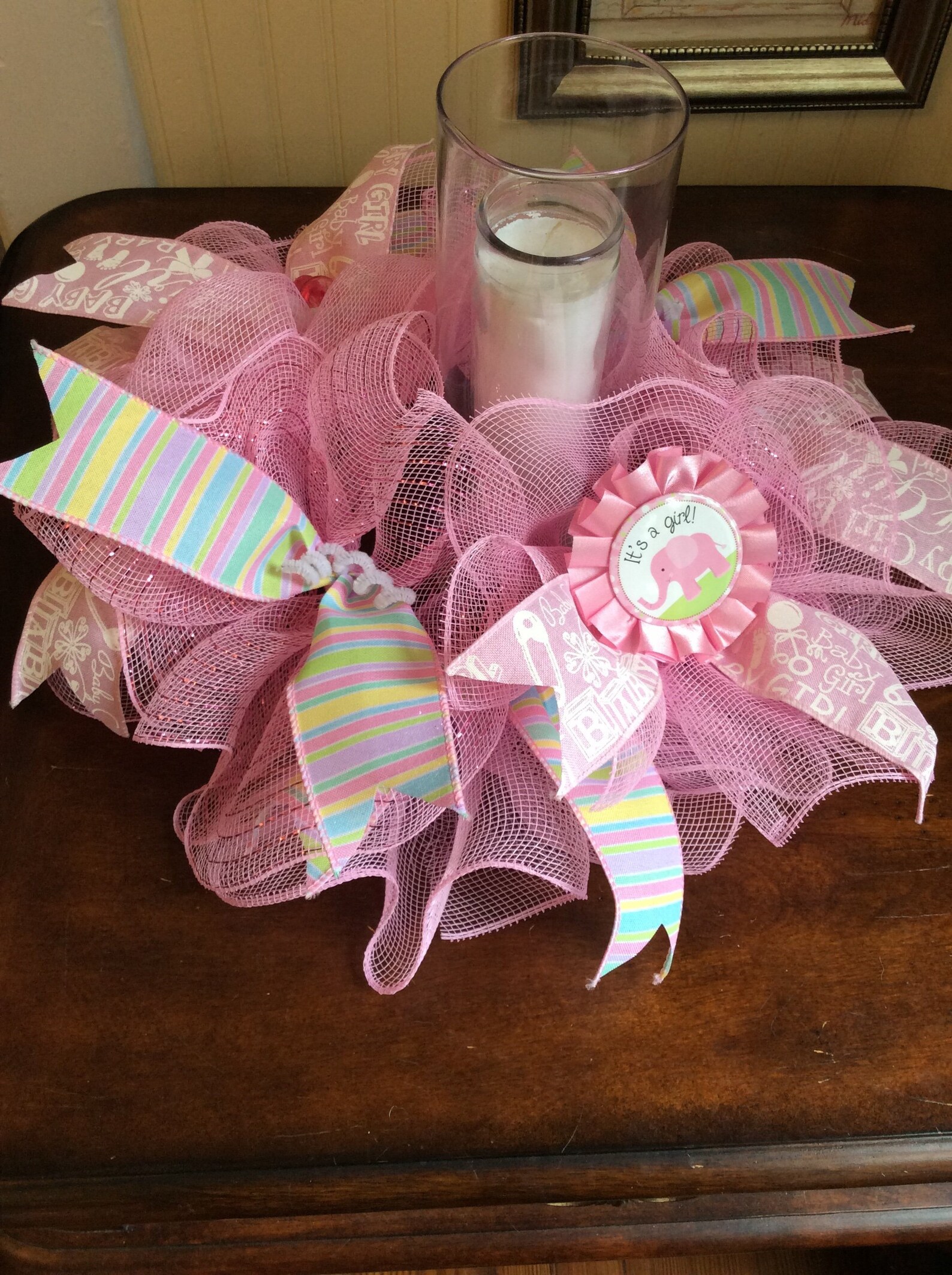 Baby Girl Candle Holder/baby Girl Centerpiece/baby Girl Candle Etsy