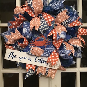 Beach House Wreath,Beach House Wreaths,Beach Door Decor,Beach Party Decor,Coral Decor,Nautical Decor,Wall Decor,Summer Decor,Summer Decor