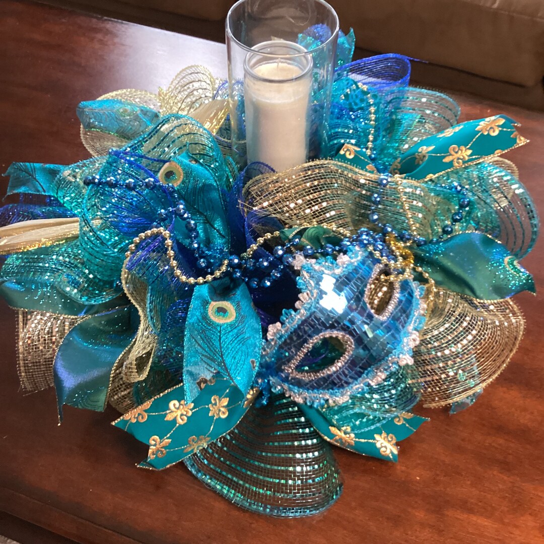 Mardi Gras Centerpiece,mardi Gras Candle Surround,mardi Gras Party