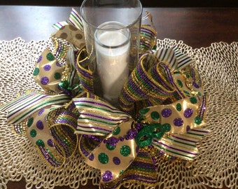 Mardi Gras Candle Holder/Mardi Gras Centerpiece/Mardi Gras Party Decor/Mardi Gras/Mardi Gras Decor/New Orleans/Fat Tuesday/NOLA