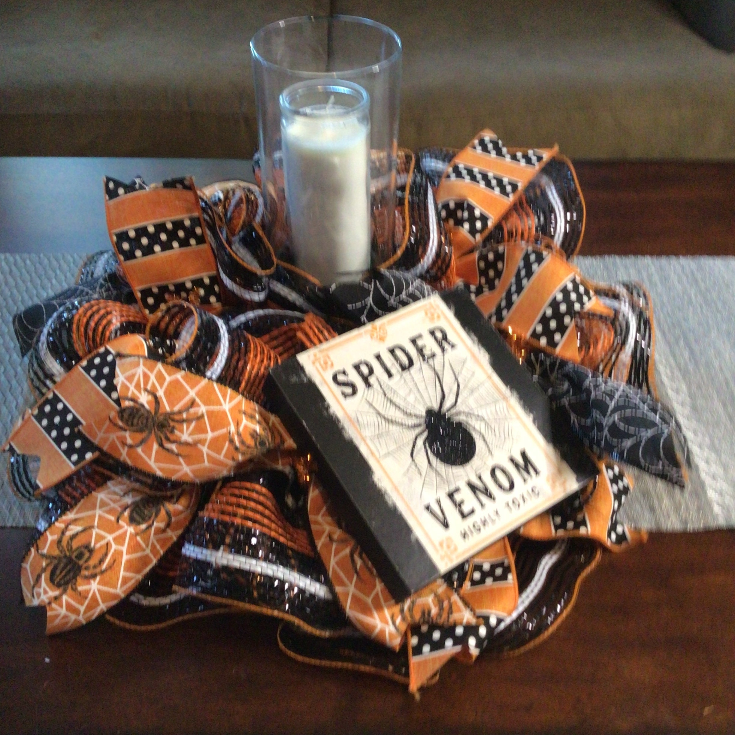 Halloween Candle Holder,Halloween Centerpiece ,Halloween Candle Surround,Halloween Party Decor,Spider,Halloween Wreath,Halloween Door Decor