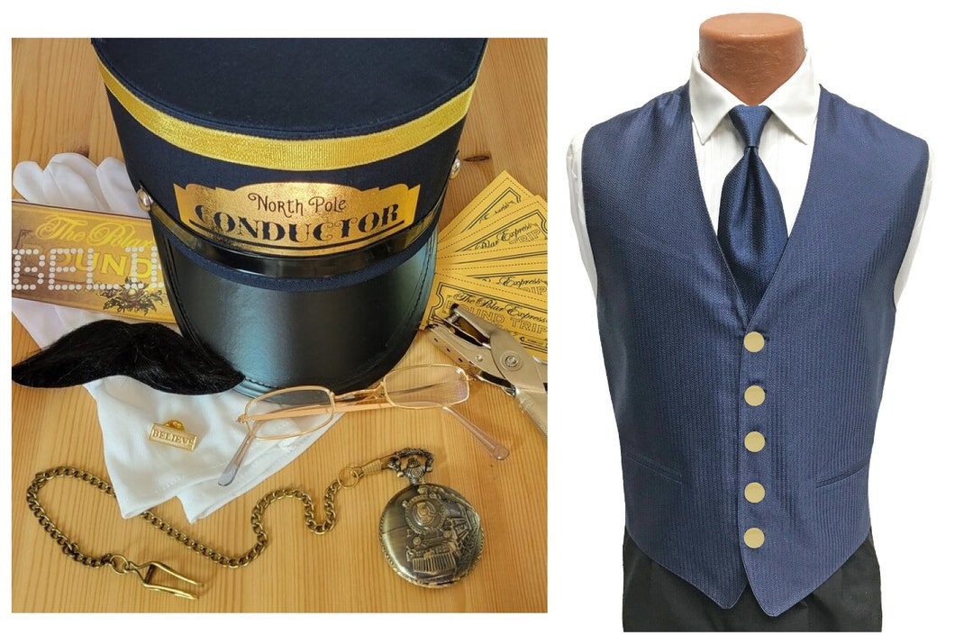 Polar Express Conductor Costume Vest Tie Hat & Accessory Set - Etsy