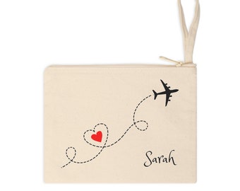 Personalized Cute Airplane Carry On Travel Pouch for In-flight Personal Item Essentials