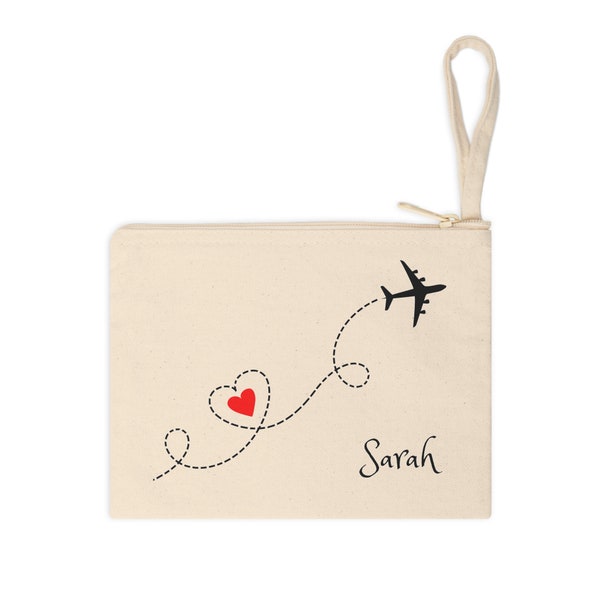 Personalized Cute Airplane Carry On Travel Pouch for In-flight Personal Item Essentials