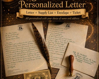Personalized Wizard Acceptance Letter with Wax Seal & Ticket – Authentic Looking