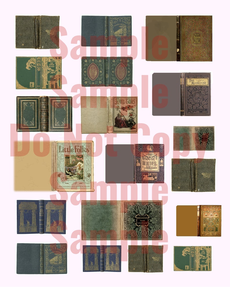 Printable Miniature Book Covers for Dollhouse/ 1800 #39 s Etsy