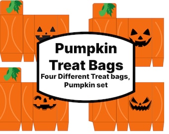 Printable Instant Download Pumpkin treat bags, 3x5 1 1/2 inch flap