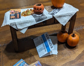 Jornal em miniatura de Halloween, livros de artesanato, moldes de abóbora (PNG imprimível)