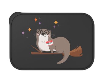 Harry Otter, cute fun wizard PLA Bento Box with Band and Utensils