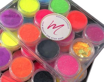 12 Neon Pigment Powder Set | 3g Twist Top Jars | Fluorescent Colors for Nail Art, Resin, Slime & DIY Crafts