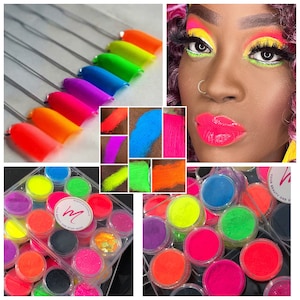 Neon Bright Matte Eyeshadow Palette Pigment VEGAN Mica Cosmetic Mineral Makeup Fluorescent Face Body Mica paint VIBRANT