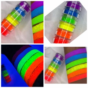 Neon Mica Pigment Stack: UV Blacklight Glow, Vegan Makeup, DIY Crafts