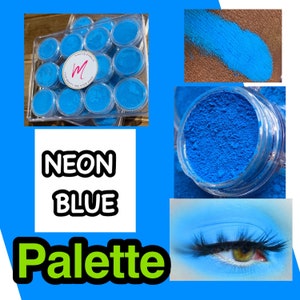 Ultra top quality premium super bright Neon BLUE UV Glow in the Dark High pigmented Eyeshadow Palette collections Fluorescent Face Body DIY
