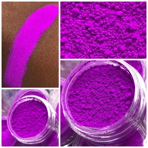 Vibrant BRIGHT Neon Purple UV Glow in the Dark High pigmented Eyeshadow Palette collections Fluorescent Face Body Mica paint Pigment Makeup