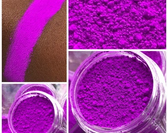 Vibrant BRIGHT Neon Purple UV Glow in the Dark High pigmented Eyeshadow Palette collections Fluorescent Face Body Mica paint Pigment Makeup