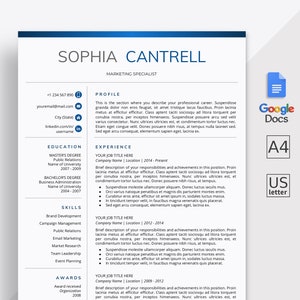 Google Docs Resume Template| Google Docs CV Template | Cover Letter | Google Docs Modern Resume Template | Instant Download